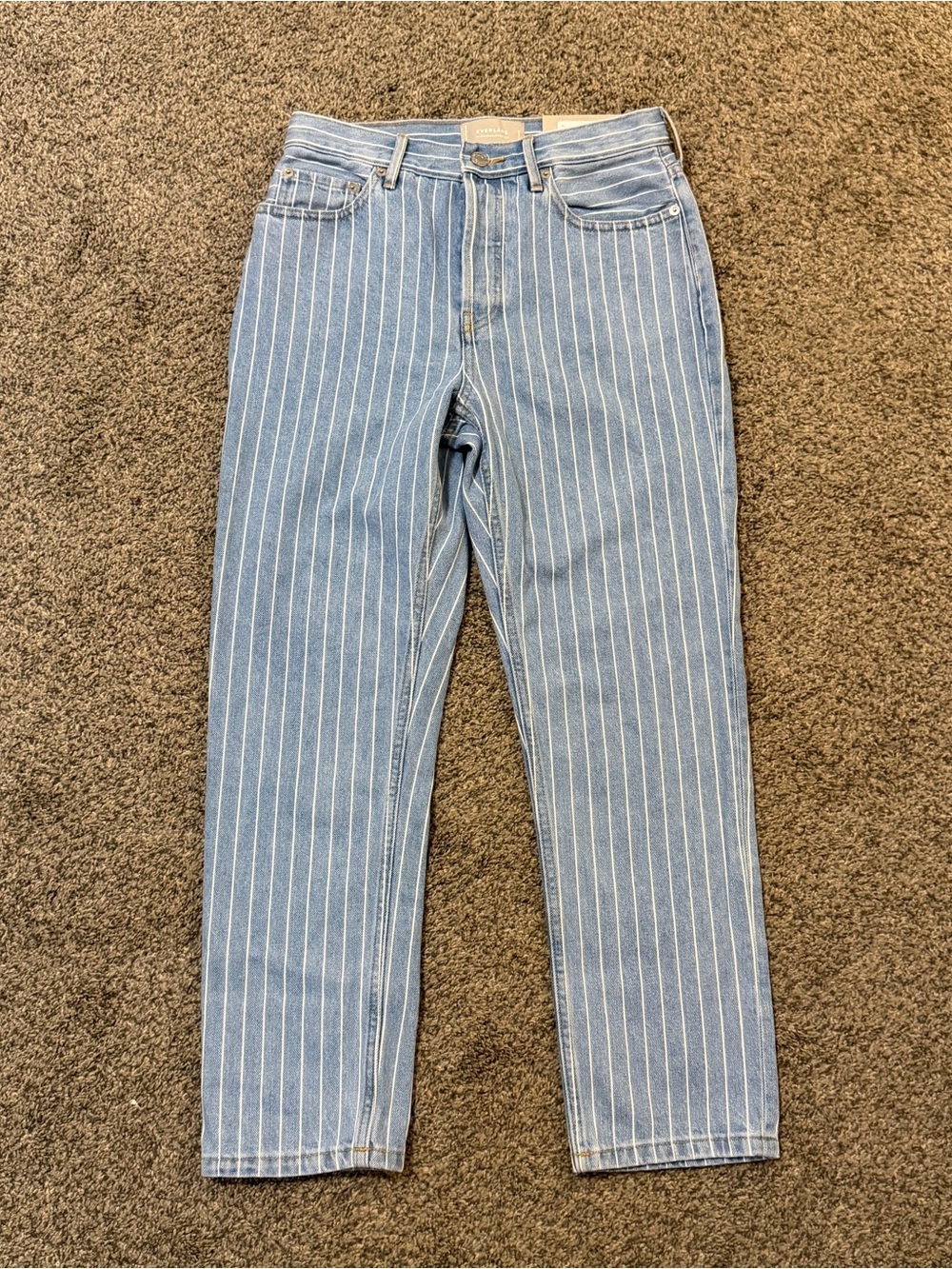 NWT Everlane The 90s Cheeky Straight Ankle Jean Pinstripe Blue - Picture 3 of 6